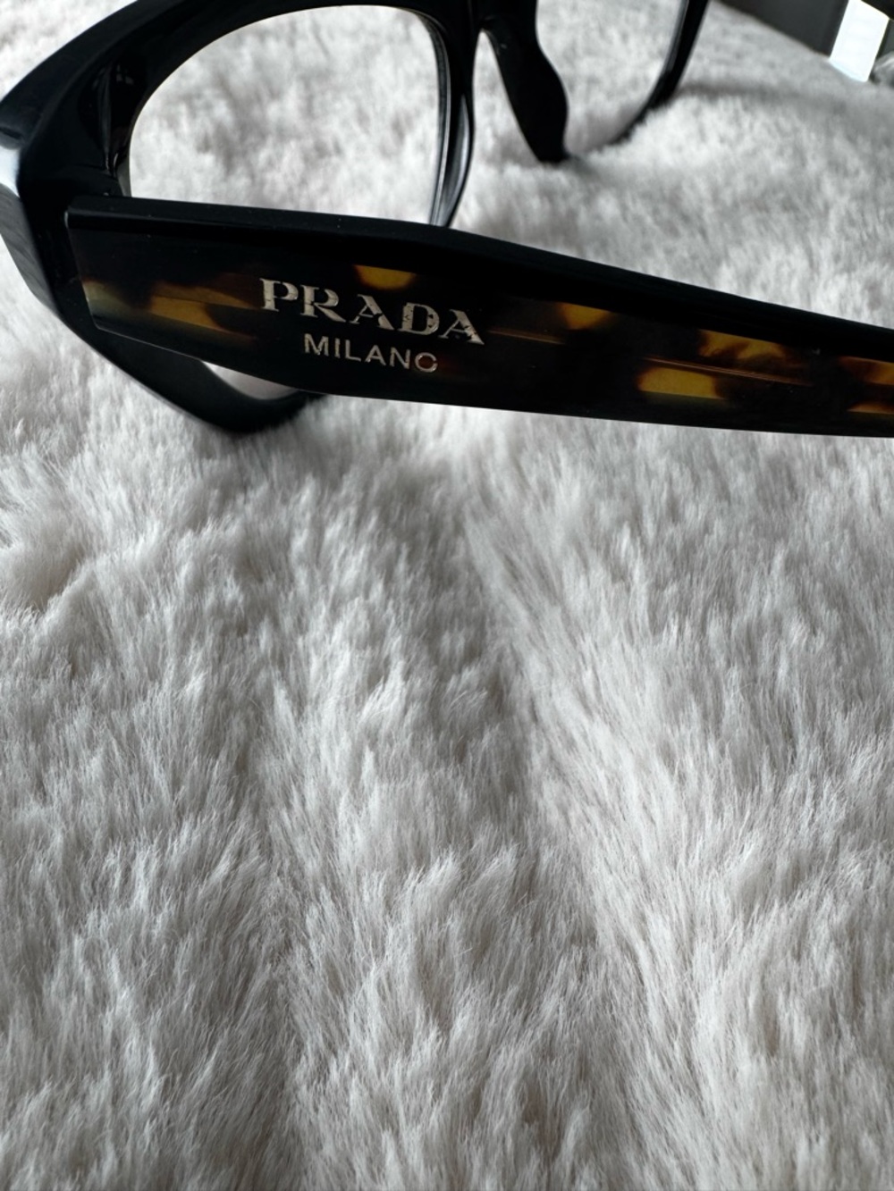 Prada Black Cat-Eye Glasses with Tortoiseshell Temples - Picture 3 of 5